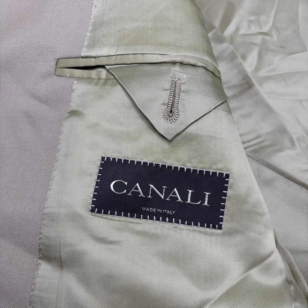 CANALI Beige Pure Wool 2-Pc Suit Mens Size 42L Slim 36x32 Made In Italy